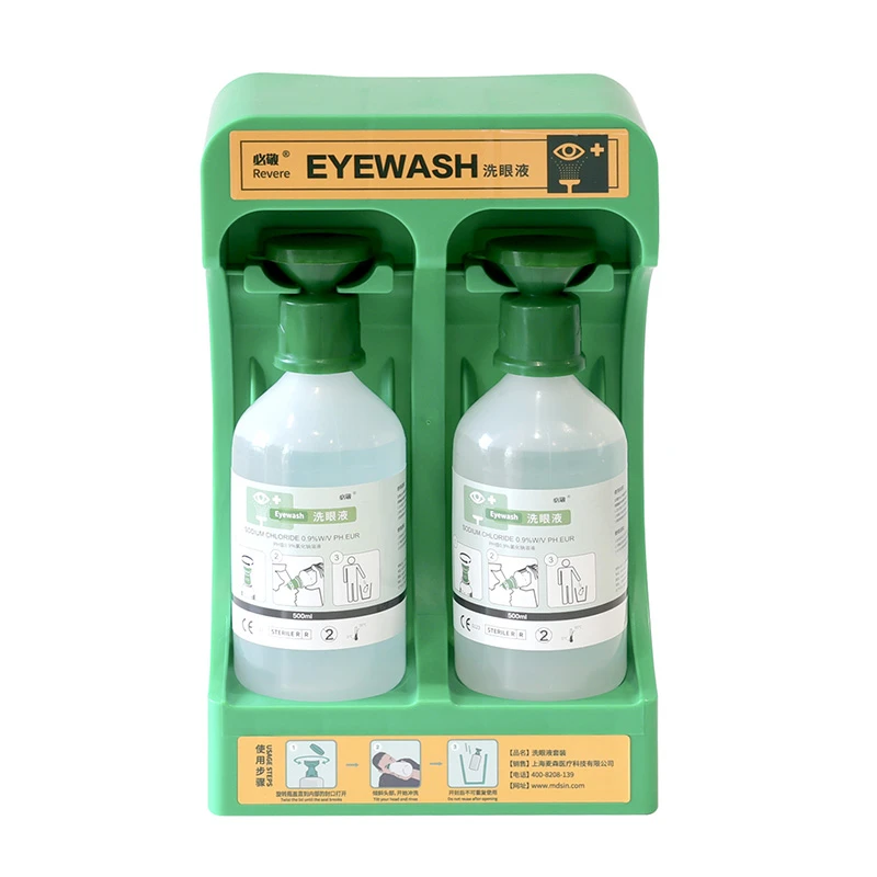 Solução para lavagem ocular de emergência TOBIN - 500ml × 2 frascos com suporte de parede (SAC2272)
